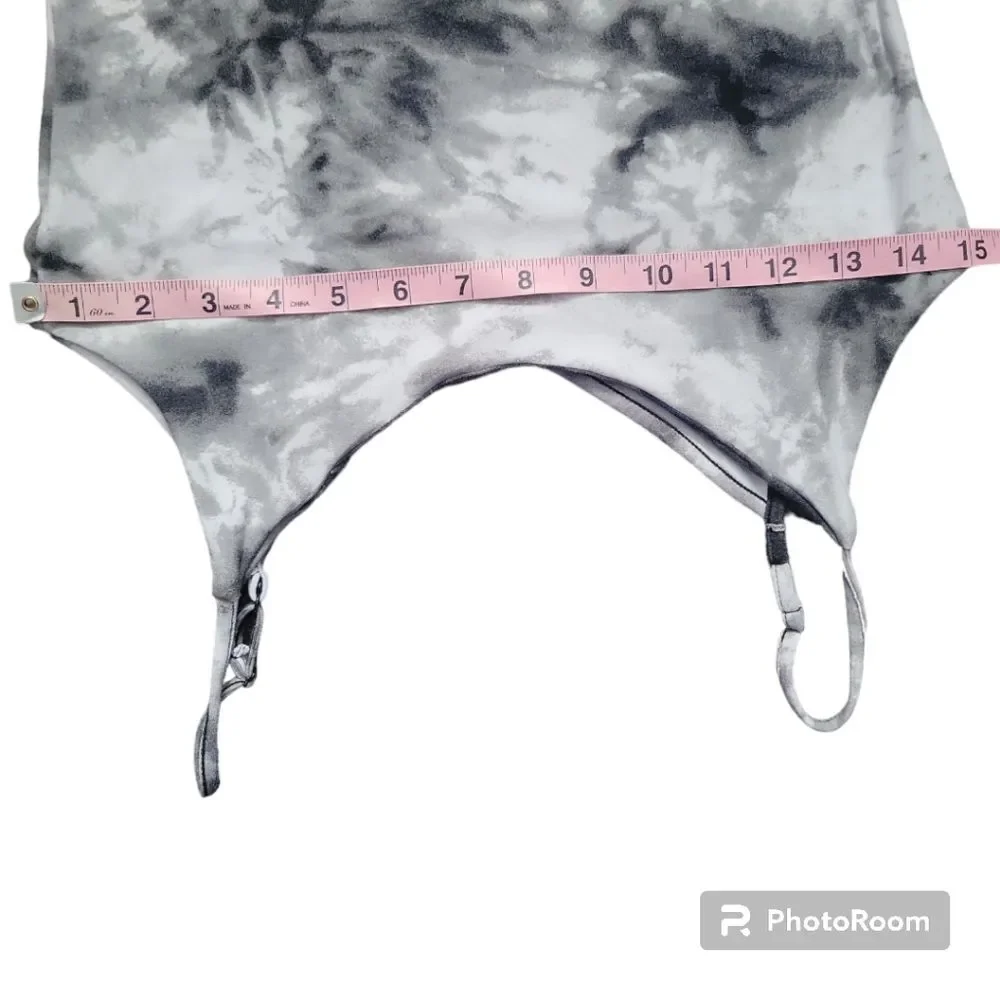 DEREK HEART BLACK/WHITE TYEDIE BODYSUIT - L